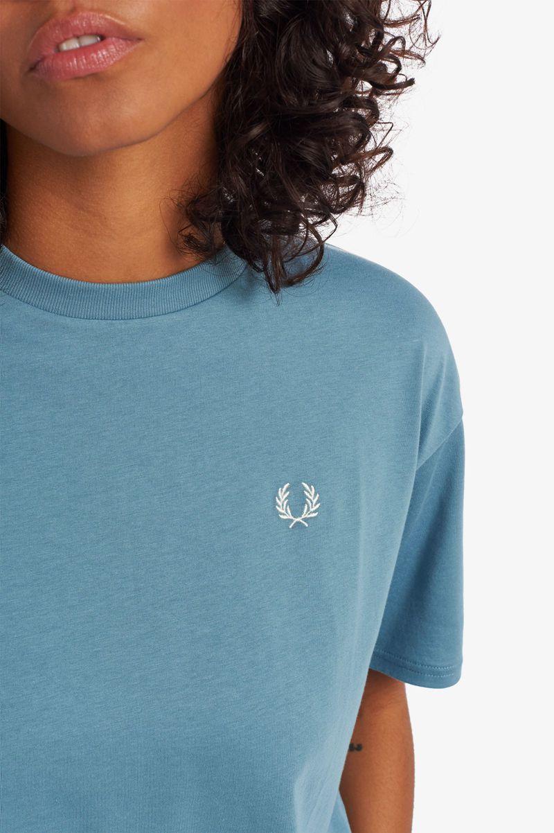 Grey Blue Fred Perry Crew Neck Women's T Shirts | PH 2031MQZA